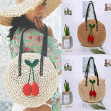 Women Straw Bag Rattan Woven Beach Shoulder Tote