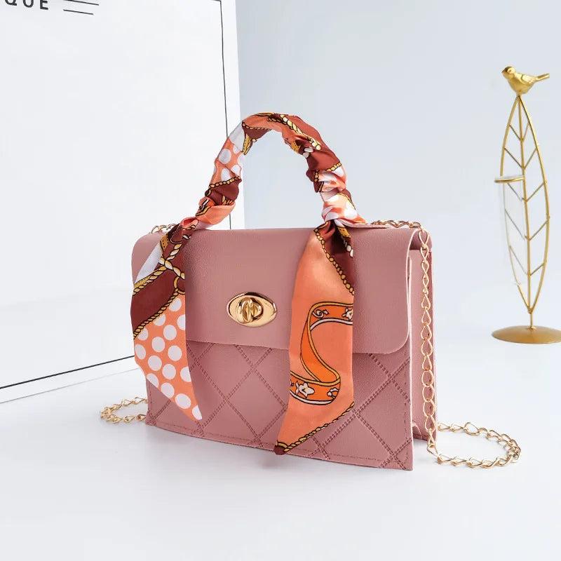 Solid Embossed Small Square Chain Messenger Bag
