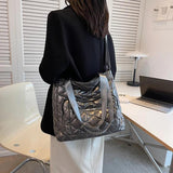 Quilted Messenger Bag Nylon Ladies Crossbody Bag Waterproof Soft Warm