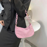 Retro Corduroy Underarm Bag Chain Crossbody Bag