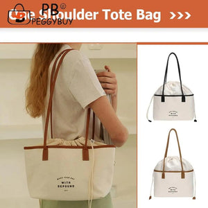 Canvas Tote Drawstring Letters Shoulder Bag Casual Travel Handbags