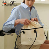 Canvas Tote Drawstring Letters Shoulder Bag Casual Travel Handbags