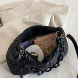 Warm Chain Shoulder Bag High Down Cotton Padded Tote Handbag