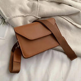 Women's Casual Pu Leather Handbag with Wide Shoulder Strap