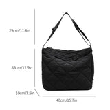 Quilted Crossbody Handbag Cotton Totes Large Capacity Solid Pattern Vintage