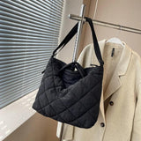 Quilted Crossbody Handbag Cotton Totes Large Capacity Solid Pattern Vintage