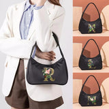 Retro Women Shoulder Bag with Golden Flower Print