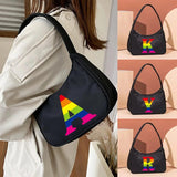 Rainbow Letter Print Shoulder Bag Retro Female Handbag