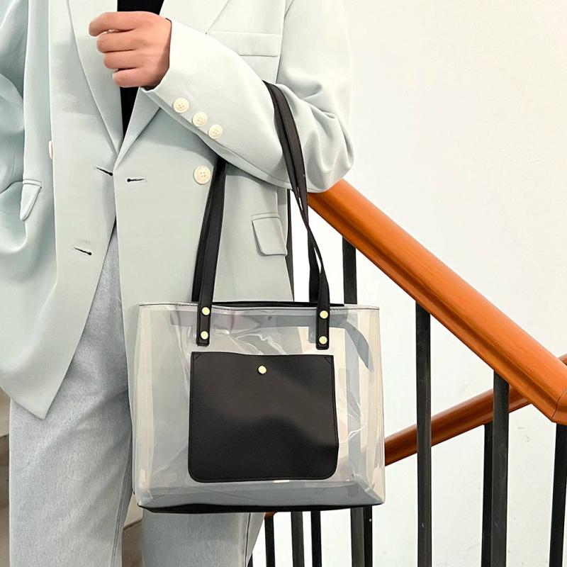 Women Clear Tote Transparent Handbags Large Shopper Bag Summer Beach Pouch