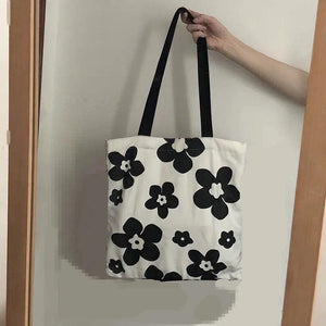 Canvas Flower Pattern Shoulder Bag Casual Tote Large Capacity Clutch