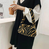 Plush Winter Shoulder Bag Soft Warm Fur Tote Purse For Women