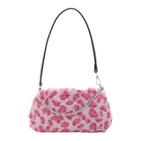 Plush Animal Top-handle Handbags Women Retro Shoulder Underarm Purse