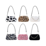 Plush Animal Top-handle Handbags Women Retro Shoulder Underarm Purse