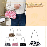 Plush Animal Top-handle Handbags Women Retro Shoulder Underarm Purse