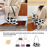 Plush Animal Top-handle Handbags Women Retro Shoulder Underarm Purse