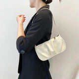 Vintage Women Pleated Thick Chain Shoulder Underarm Bag Casual All-match