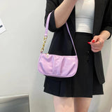 Vintage Women Pleated Thick Chain Shoulder Underarm Bag Casual All-match