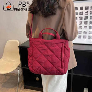 Quilted Cotton-padded Shoulder Bag for Street Shopping