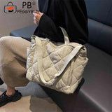 Quilted Cotton-padded Shoulder Bag for Street Shopping