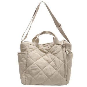 Quilted Cotton-padded Shoulder Bag for Street Shopping