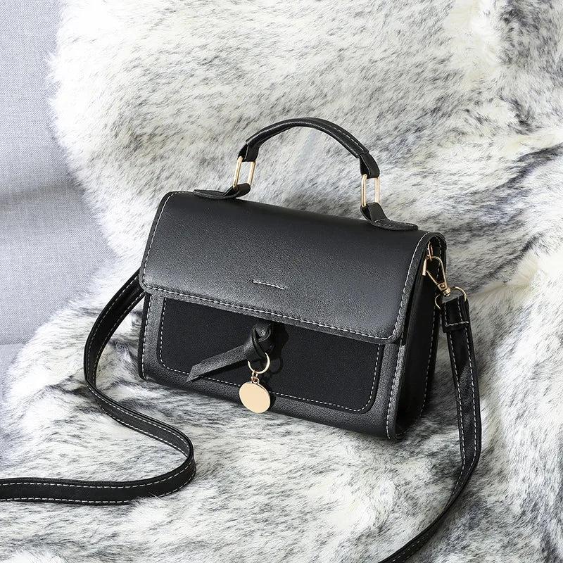 Solid PU Leather Flap Hasp Satchels Crossbody Bag Lady Casual Handbags