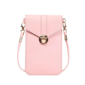 Women's Touch Screen Mobile Wallet Handbag PU Leather Strap Bag