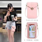 Women's Touch Screen Mobile Wallet Handbag PU Leather Strap Bag