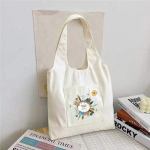 Canvas Vest Bag Travel Cartoon Print Girls Tote Bag