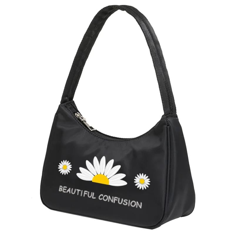 Daisy Print Underarm Shoulder Bag Women's Tote Bag Clutch Purse Handbag