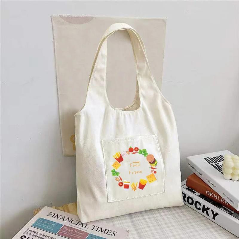 Food Pattern Shoulder Bag Reusable Shopping Bags