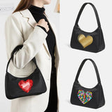 Love Pattern Shoulder Bag Flax Student Handbag Outdoor Handbags Casual Tote Bag