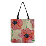 Vintage Leisure Girl Foldable Big Shoulder Bag Flower Printed Tote Shopping Bag