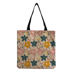 Vintage Leisure Girl Foldable Big Shoulder Bag Flower Printed Tote Shopping Bag