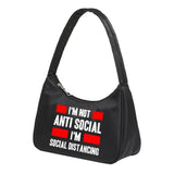 Phrase Print Handbag Underarm Shoulder Bag for Women