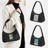 Phrase Print Handbag Underarm Shoulder Bag for Women