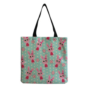 Rabbit Printed Casual Tote Beach Shoulder Bag for Women