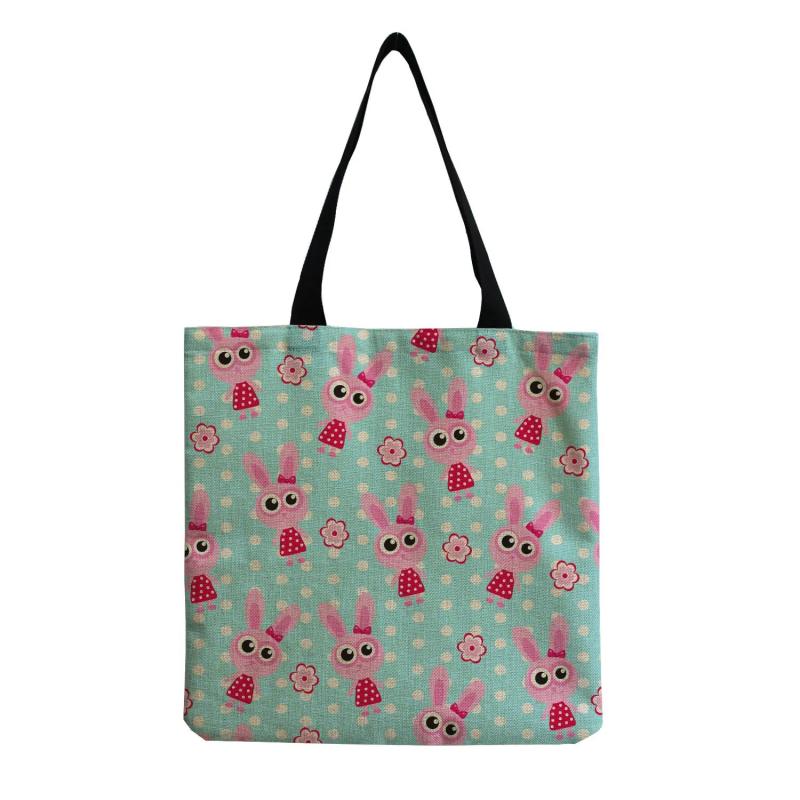 Rabbit Printed Casual Tote Beach Shoulder Bag for Women