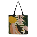 Irregular Flower Print Women Foldable Linen Shoulder Bag Eco Travel Handbag