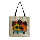 Coconut Tree Printed Beach Tote Bag for Women