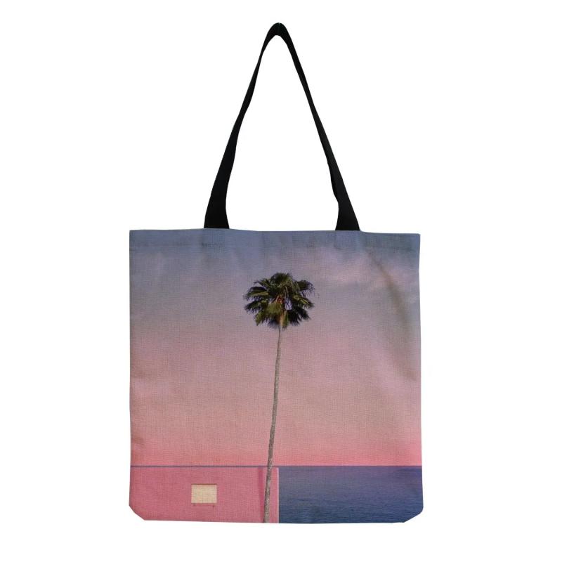 Coconut Tree Printed Beach Tote Bag for Women