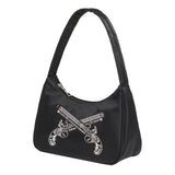 Skull Printing Shoulder Bag Women Reusable Shopping Handbag