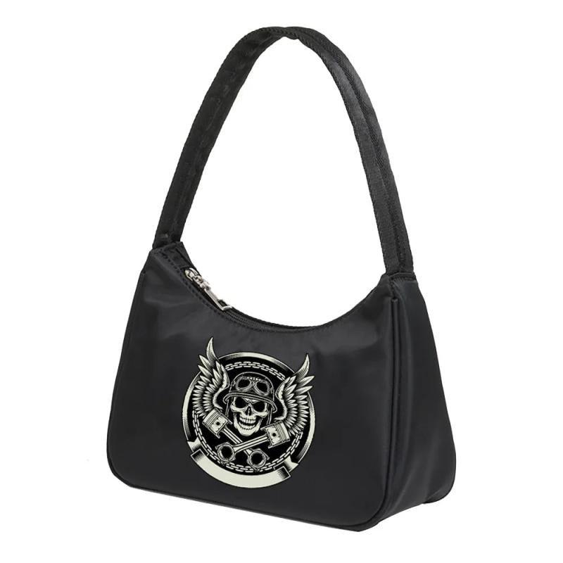 Skull Printing Shoulder Bag Women Reusable Shopping Handbag