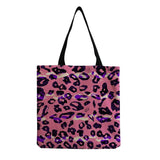 Leopard Print Beach Tote Bag for Women, Linen Reusable Handbag