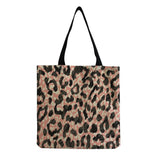 Leopard Print Beach Tote Bag for Women, Linen Reusable Handbag