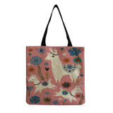 Alpaca Printed Linen Shoulder Bag Reusable Tote Shopping Bag For Women Handbags