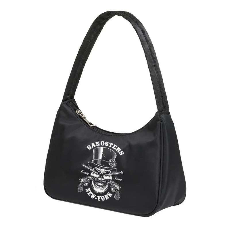 Skull Printing Shoulder Bag Women Casual Totes Chain Handbag