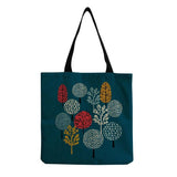 Beach Shoulder Bags Leaves Print Women Handbag Linen Totes Foldable Shopping Bag