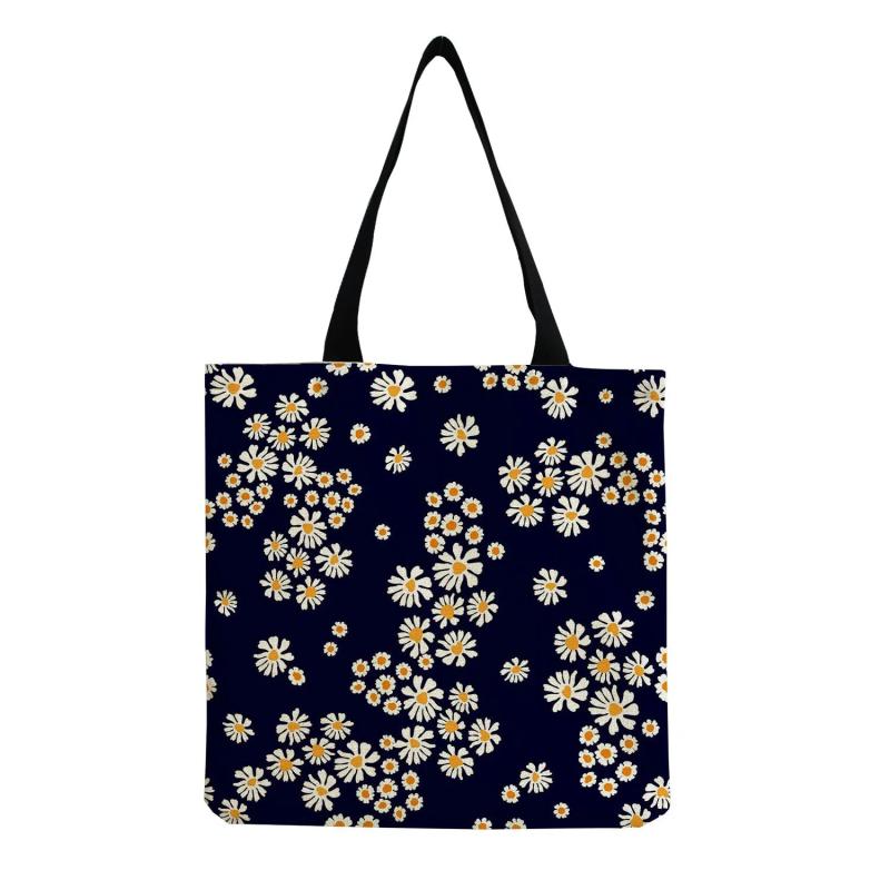 Daisy Printed Casual Tote Foldable Shoulder Bag Women Shopping Bag