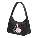 Pink Letter Print Shoulder Underarm Bag Casual Chain Small Handbag