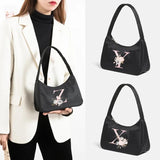 Pink Letter Print Shoulder Underarm Bag Casual Chain Small Handbag